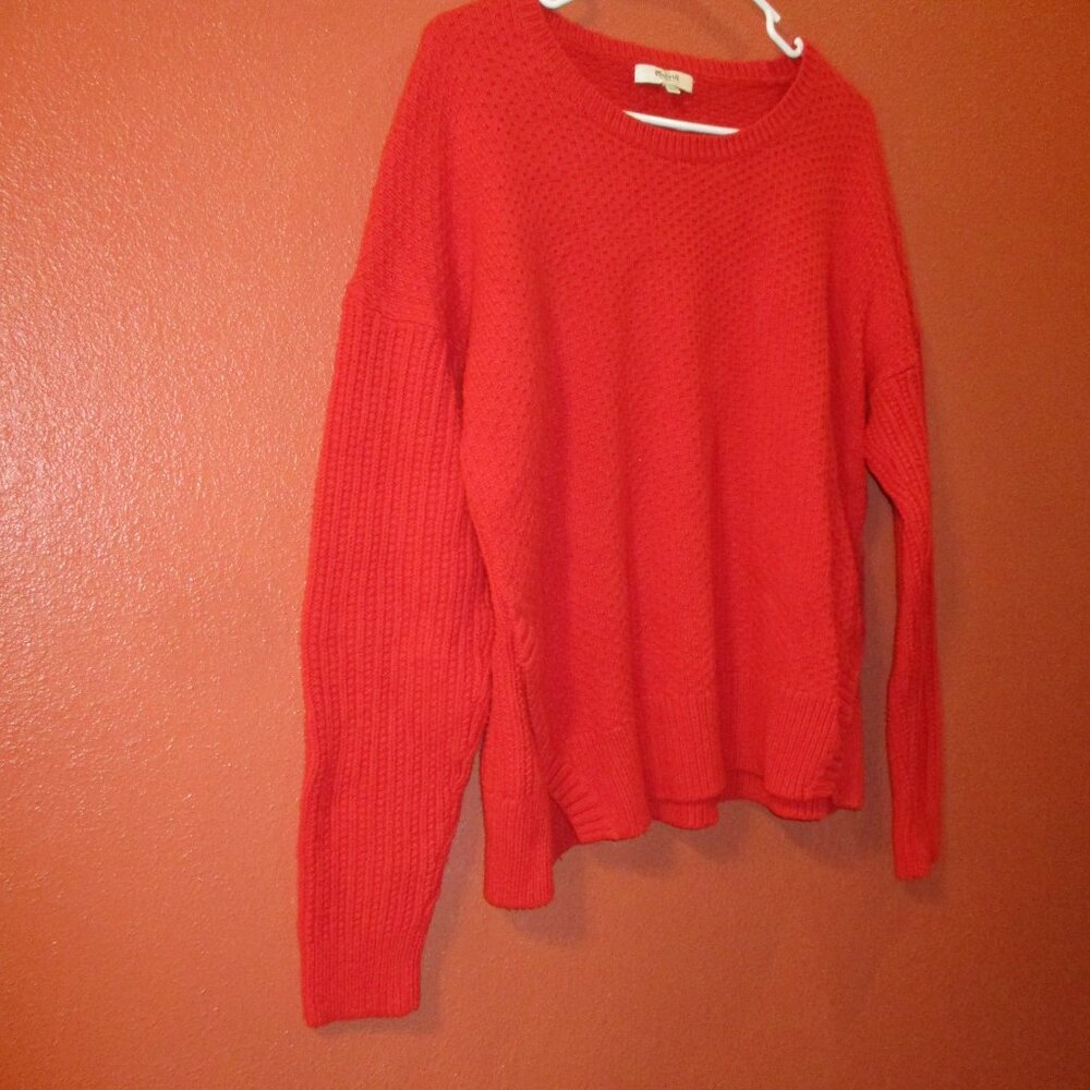 Madewell Sweater Woman Large Red Warm Outdoors Travel Vacation Sweater - Picture 2 of 7